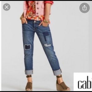 Cabi slim boyfriend jeans with patch detail.